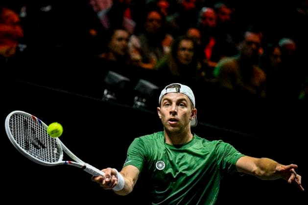 2025-02-06 ABN AMRO Open 2025 ROTTERDAM, NETHERLANDS - FEBRUARY 6: Tallon Griekspoor of the Netherlands competing in the Men s Singles during the ABN AMRO Open 2025 at Rotterdam Ahoy on February 6, 2025 in Rotterdam, Netherlands. Rotterdam Rotterdam Ahoy Netherlands Content not available for redistribution in The Netherlands directly or indirectly through any third parties. Copyright: xJanxKokx