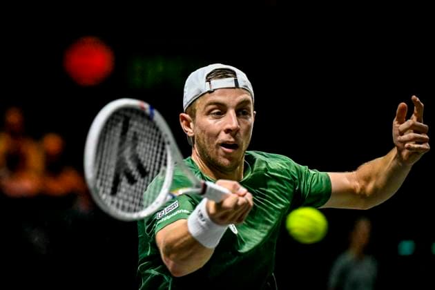 2025-02-06 ABN AMRO Open 2025 ROTTERDAM, NETHERLANDS - FEBRUARY 6: Tallon Griekspoor of the Netherlands competing in the Men s Singles during the ABN AMRO Open 2025 at Rotterdam Ahoy on February 6, 2025 in Rotterdam, Netherlands. Rotterdam Rotterdam Ahoy Netherlands Content not available for redistribution in The Netherlands directly or indirectly through any third parties. Copyright: xJanxKokx