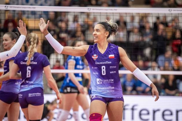 Sabrina De Jesus Machado KS DevelopRes Rzeszow, 08 GER, Allianz MTV Stuttgart vs KS DevelopRes Rzeszow, Volleyball, CEV Volleyball Champions League, Volleyball CL, VCL, Final round, round of 16, 2024 2025 season, 06 02 2025 GER, Allianz MTV Stuttgart vs KS DevelopRes Rzeszow, Volleyball, CEV Volleyball Champions League, Volleyball CL, VCL, Final round, round of 16, 2024 2025 season, 06 02 2025 Stuttgart Copyright: xSandyxDinkelackerx EP_SDR