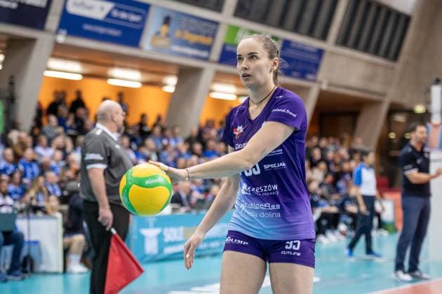 Magdalena Jurczyk KS DevelopRes Rzeszow, 95 GER, Allianz MTV Stuttgart vs KS DevelopRes Rzeszow, Volleyball, CEV Volleyball Champions League, Volleyball CL, VCL, Final round, round of 16, 2024 2025 season, 06 02 2025 GER, Allianz MTV Stuttgart vs KS DevelopRes Rzeszow, Volleyball, CEV Volleyball Champions League, Volleyball CL, VCL, Final round, round of 16, 2024 2025 season, 06 02 2025 Stuttgart Copyright: xSandyxDinkelackerx EP_SDR