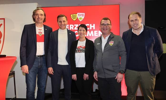 Stuttgart , VfB Stuttgart Dark Red Table Special , Presentation of the candidates for the presidency , from left Michael reichl Andreas Grupp Bernadette Martini Dr Bertram Sugg Stefan Jung