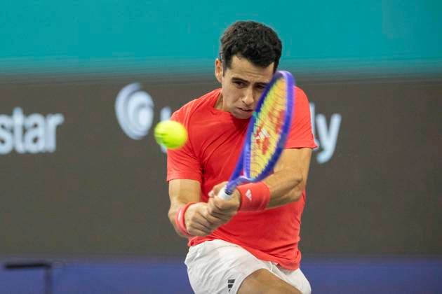 February 6, 2025, Frisco, Texas, USA: JAUME MUNAR (ESP) returns with a forehand in singles match against BEN SHELTON (USA) during day six of the 2025 Dallas Open at the Star in Frisco, TX. JUAME MUNAR(ESP) defeated BEN SHELTON (USA), 6-2, 7:6. Frisco USA - ZUMAh193 20250206_zsp_h193_023 Copyright: xDanielxMcGregor-Huyerx