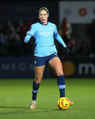 Borehamwood, England, February 06 2025: Rebecca Knaak (27 Manchester City) on the ball during the Subway Womens League Cup game between Arsenal and Manchester City at Mangata Pay UK Stadium Meadow Park in Borehamwood, England. (Jay Patel SPP) Copyright: xJayxPatel SPPx spp-en-JaPa-ARSvMCI_20250206_0266
