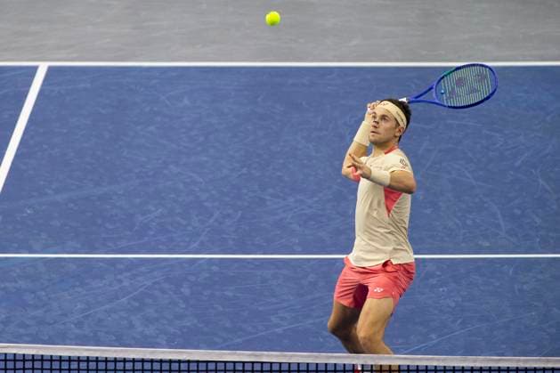 February 6, 2025, Frisco, Texas, USA: CASPER RUUD (NOR) returns with forehand in a singles match against MICHAEL MMOH (USA) during day six of the 2025 Dallas Open at the Star in Frisco, TX. CASPER RUUD (NOR) defeated MICHAEL MMOH (USA), 6:1, 6:4 Frisco USA - ZUMAh193 20250206_zsp_h193_045 Copyright: xDanielxMcGregor-Huyerx