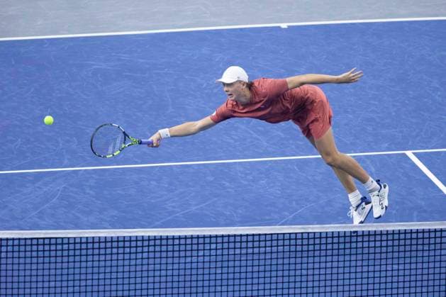 February 6, 2025, Frisco, Texas, USA: ETHAN QUINN (USA) reaches for the ball in a singles match against TOMMY PAUL (USA) during day six of the 2025 Dallas Open at the Star in Frisco, TX. Frisco USA - ZUMAh193 20250206_zsp_h193_058 Copyright: xDanielxMcGregor-Huyerx