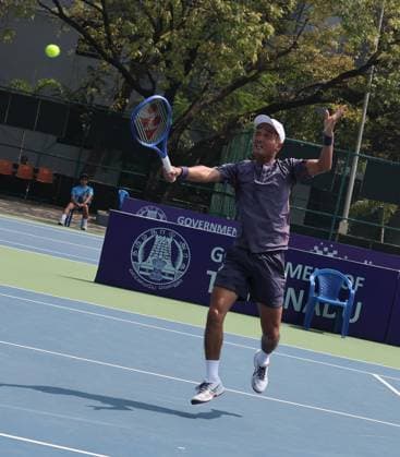 Chennai Open 2025: Shintaro MOCHIZUKI (JPN) vs Kyrian JACQUET (FRA) Shintaro MOCHIZUKI (JPN) In action Chennai SDAT Stadium INDIA Copyright: xSeshadrixSukumarx