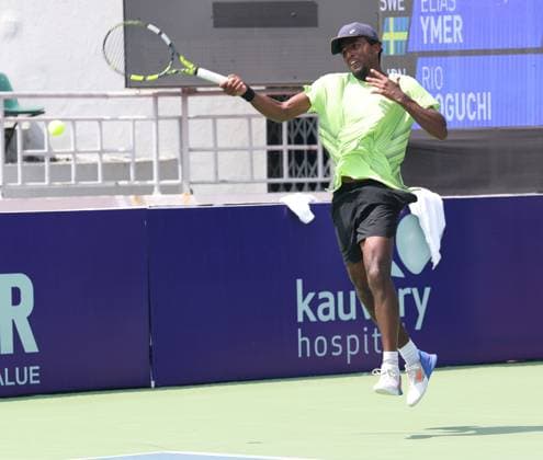 Chennai Open 2025: Elias YMER (SWE) vs Rio NOGUCHI (JPN) Elias YMER (SWE) won by 6-2, 6-3 Elias YMER (SWE) in action Chennai SDAT Stadium INDIA Copyright: xSeshadrixSukumarx