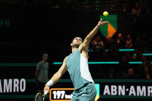 ABN AMRO Open 2025 - Rotterdam Carlos Alcaraz of Spain during the ABN AMRO Open 2025, ATP, Tennis Herren 500 Tennis 8eme finale event on 6 February 2025 in Rotterdam, Netherlands - Photo Laurent Lairys ABACAPRESS.COM Rotterdam Netherlands  Copyright: xLairysxLaurent ABACAx