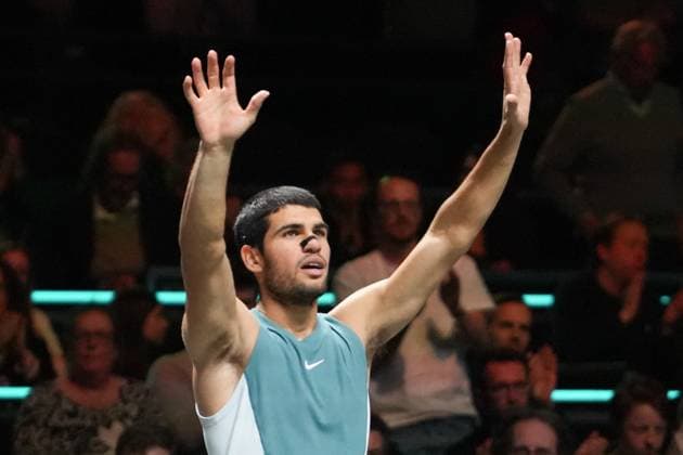 ABN AMRO Open 2025 - Rotterdam Carlos Alcaraz of Spain during the ABN AMRO Open 2025, ATP, Tennis Herren 500 Tennis 8eme finale event on 6 February 2025 in Rotterdam, Netherlands - Photo Laurent Lairys ABACAPRESS.COM Rotterdam Netherlands  Copyright: xLairysxLaurent ABACAx