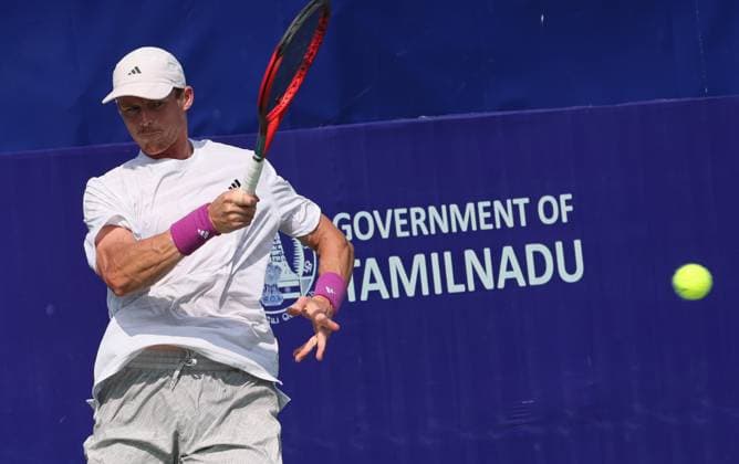 Chennai Open 2025: Billy HARRIS (GBR) vs Timofey SKATOV (KAZ) Billy HARRIS 6-,7-6 Entered Semi Finals Chennai SDAT Stadium INDIA Copyright: xSeshadrixSukumarx