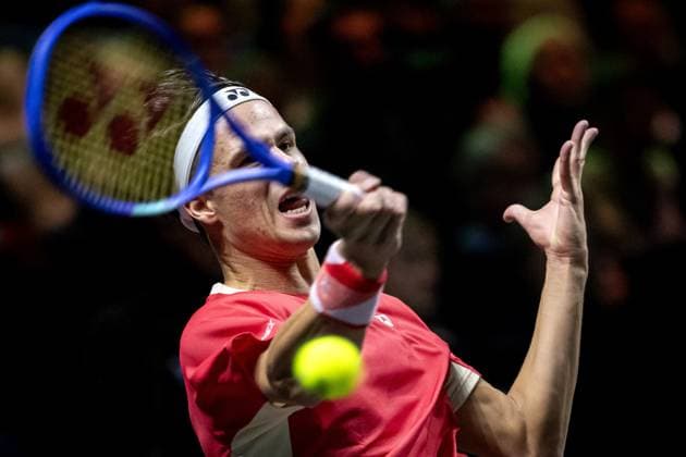 ROTTERDAM - Daniel Altmaier (GER) in action against Alex de Minaur (AUS) on the fifth day of the ABN AMRO Open tennis tournament in Ahoy. ANP SANDER KONIN ABN AMRO Open - Day Five 2025 xVIxANPxSportx xxANPxIVx 519327452 originalFilename: 519327452.jpg