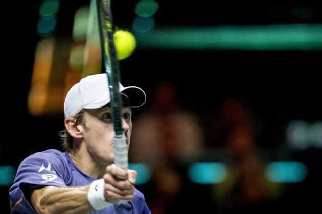ROTTERDAM - Alex de Minaur (AUS) in action against Daniel Altmaier (GER)vop the fifth day of the ABN AMRO Open tennis tournament in Ahoy. ANP SANDER KING ABN AMRO Open - Day Five 2025 xVIxANPxSportx xxANPxIVx 519328658 originalFilename: 519328658.jpg