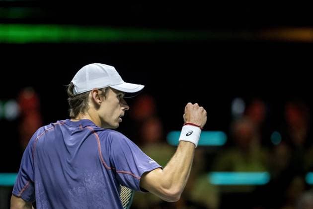 ROTTERDAM - Alex de Minaur (AUS) in action against Daniel Altmaier (GER)vop the fifth day of the ABN AMRO Open tennis tournament in Ahoy. ANP SANDER KING ABN AMRO Open - Day Five 2025 xVIxANPxSportx xxANPxIVx 519328670 originalFilename: 519328670.jpg