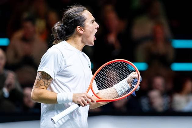 2025-02-07 ABN AMRO Open Day Five ROTTERDAM, NETHERLANDS - FEBRUARY 7: Mattia Bellucci of Italy celebrating his sides victory during Day Five of the ABN AMRO Open at Rotterdam Ahoy on February 7, 2025 in Rotterdam, Netherlands. (Photo by Joris Verwijst BSR Agency) Rotterdam Netherlands Content not available for redistribution in The Netherlands directly or indirectly through any third parties. Copyright: xBSRxAgencyx
