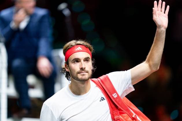 2025-02-07 ABN AMRO Open Day Five ROTTERDAM, NETHERLANDS - FEBRUARY 7: Stefanos Tsitsipas of Greece looks dejected during Day Five of the ABN AMRO Open at Rotterdam Ahoy on February 7, 2025 in Rotterdam, Netherlands. (Photo by Joris Verwijst BSR Agency) Rotterdam Netherlands Content not available for redistribution in The Netherlands directly or indirectly through any third parties. Copyright: xBSRxAgencyx