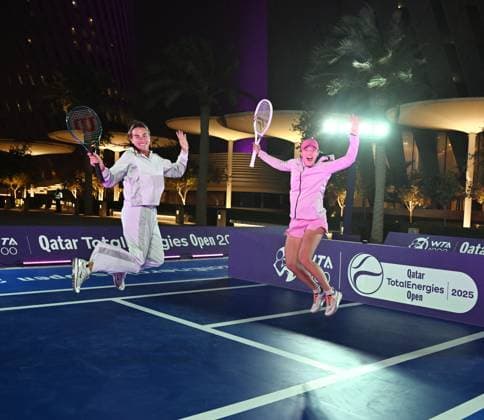 Qatar TotalEnergies Open 2025 Aryna Sabalenka BLR , Iga Swiatek POL Photostunt in Lusail