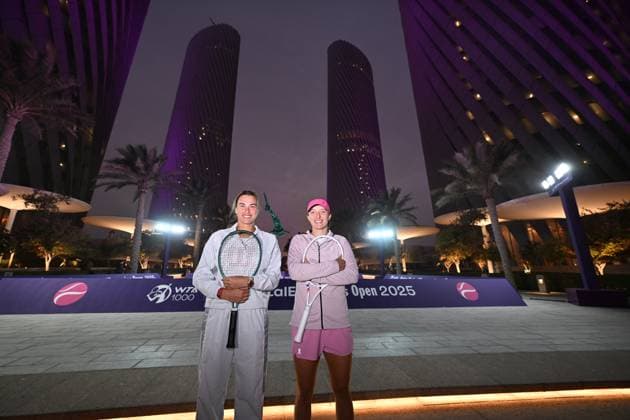 Qatar TotalEnergies Open 2025 Aryna Sabalenka BLR , Iga Swiatek POL Photostunt in Lusail