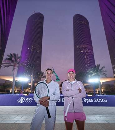 Qatar TotalEnergies Open 2025 Aryna Sabalenka BLR , Iga Swiatek POL Photostunt in Lusail