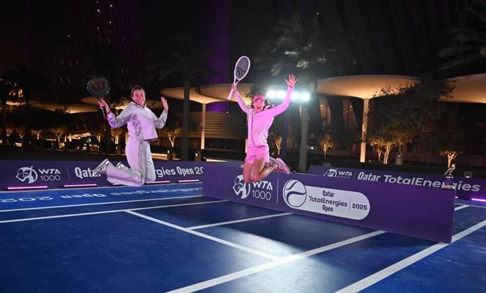Qatar TotalEnergies Open 2025 Aryna Sabalenka BLR , Iga Swiatek POL Photostunt in Lusail