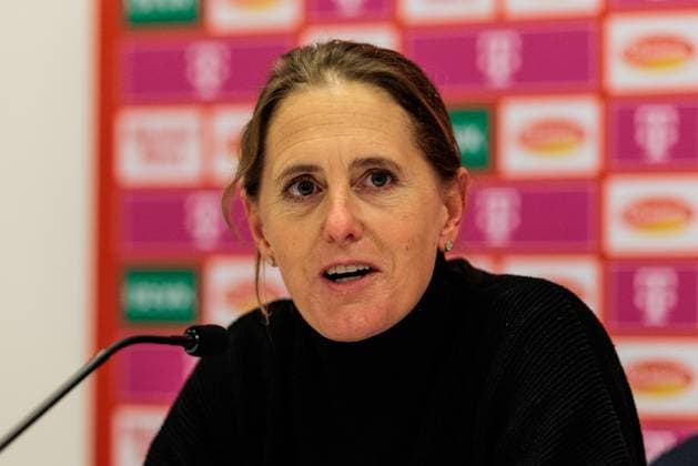Google Pixel Frauen Bundesliga, 1 FC Köln VfL Wolfsburg 07 02 2025 Britta Carlson Trainerin 1 FC Köln während der Pressekonferenz Google Pixel Frauen Bundesliga, 1 FC Köln VfL Wolfsburg, Köln, Franz Kremer Stadion am 07 02 2025 DFB REGULATIONS PROHIBIT ANY USE OF PHOTOGRAPHS AS IMAGE SEQUENCES AND OR QUASI VIDEO Copyright: xBEAUTIFULxSPORTS Wunderlx