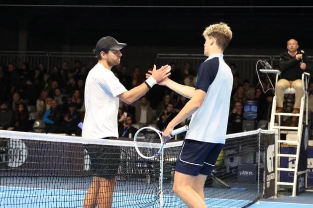 TENNIS : Play In Challenger Lille 2025 - ATP, Tennis Herren 125 Challenger Tour - 07 02 2025 Lucas POUILLE (France) et Alexander BLOCKX (Belgique) au Play In Challenger Lille 2025, ATP 125 Challenger Tour, le 7 fÃ vrier 2025  Copyright: xLaurentxSANSONx xPsnewZx