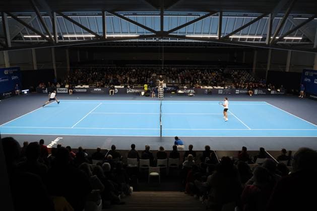 TENNIS : Play In Challenger Lille 2025 - ATP, Tennis Herren 125 Challenger Tour - 07 02 2025 Lucas POUILLE (France) et Alexander BLOCKX (Belgique) au Play In Challenger Lille 2025, ATP 125 Challenger Tour, le 7 fÃ vrier 2025  Copyright: xLaurentxSANSONx xPsnewZx