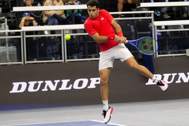 February 7, 2025, Frisco, Texas, USA: JAUME MUNAR (ESP) returns with a forehand in a singles quarterfinal match against Arnaldi (ITA) during day seven of the 2025 Dallas Open at the Star. Munar won 6:4, 3:6, 6:3. Frisco USA - ZUMAh193 20250207_zsp_h193_025 Copyright: xDanielxMcGregor-Huyerx