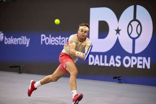 February 7, 2025, Frisco, Texas, USA: CASPER RUUD (NOR) returns with a backhand in a singles quarterfinal match against Nishioka (JPN) during day seven of the Dallas Open at the Star. RUUD (NOR) won 7:5, 3:2. Nishioka forfeited the match due to injury. Frisco USA - ZUMAh193 20250207_zsp_h193_049 Copyright: xDanielxMcGregor-Huyerx