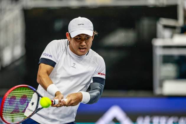 February 7, 2025, Frisco, Texas, USA: YOSHIHITO NISHIOKA (JPN) in action against Casper Ruud (NOR) during the quarterfinals of the ATP, Tennis Herren Dallas Open at Ford Center at The Star. RUUD wins 7:5, 3:2 after NISHIOKA retired. Frisco USA - ZUMAf180 20250207_zsp_f180_018 Copyright: xMarkxFannx