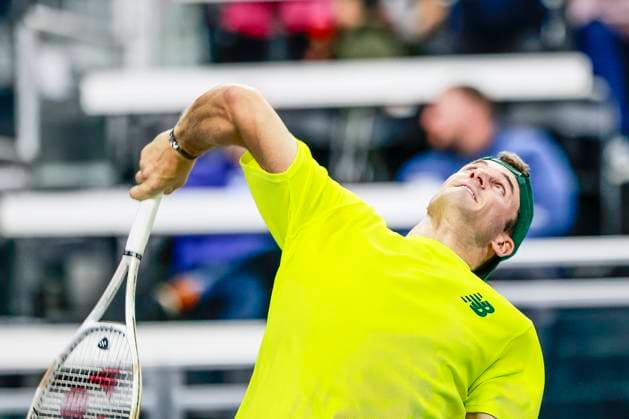 February 7, 2025, Frisco, Texas, USA: TOMMY PAUL (USA) serves to Reilly Opelka (USA) during the quarterfinals of the ATP, Tennis Herren Dallas Open at Ford Center at The Star. PAUL wins 7:6, 6:2. Frisco USA - ZUMAf180 20250207_zsp_f180_050 Copyright: xMarkxFannx