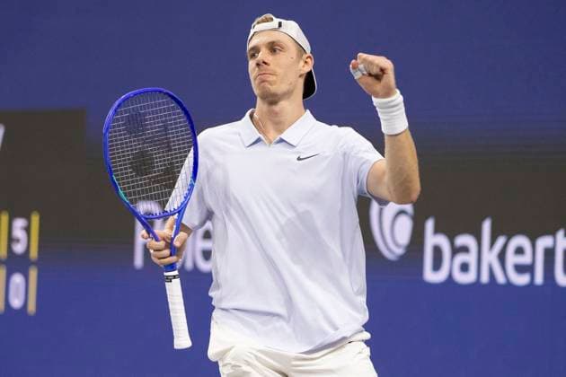 February 7, 2025, Frisco, Texas, USA: DENIS SHAPOVALOV (CAN) reacts in a singles quarterfinal match against TOMAS MACHAC (CZE) during day seven of the 2025 Dallas Open at the Star in Frisco, TX. DENIS SHAPOVALOV (CAN) defeated TOMAS MACHAC (CZE), 7:6, 6:0. Frisco USA - ZUMAh193 20250207_zsp_h193_080 Copyright: xDanielxMcGregor-Huyerx