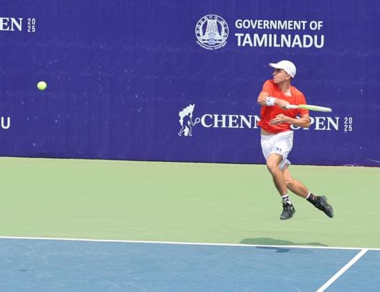 Chennai Open 2025: Kyrian JACQUET (FRA) vs Dalibor SVRCINA (CZE) Dalibor SVRCINA (CZE) Chennai SDAT Stadium INDIA Copyright: xSeshadrixSukumarx