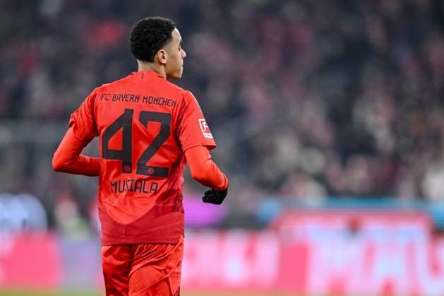 Jamal Musiala FC Bayern Muenchen Looks on during the Bundesliga match between FC Bayern München and SV Werder Bremen, Allianz Arena on February 07, 2025 in Munich, Germany Photo by Harry Langer DeFodi Images Jamal Musiala FC Bayern Muenchen Looks on during the Bundesliga match between FC Bayern München and SV Werder Bremen at Allianz Arena on February 7, 2025 in Munich, Germany Photo by Harry Langer DeFodi Images DFL regulations prohibit any use of photographs as image sequences and or quasi video Photo by Harry Langer DeFodi Images DFL regulations prohibit any use of photographs as image sequences and or quasi video Defodi 541 FCBSVW20250207 118 Defodi-541 DFL regulations prohibit any use of photographs as image sequences and or quasi-video.