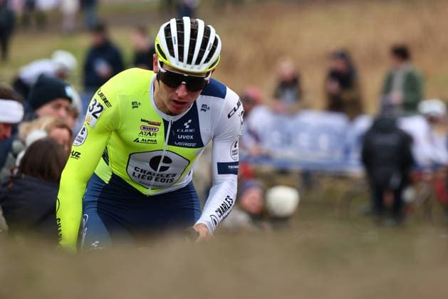 Belgian Thijs Aerts pictured in action during the men elite race of the Noordzeecross cyclocross cycling event in Middelkerke, the eighth and last race of the Superprestige competition on Saturday 08 February 2025. DAVIDxPINTENS  x111985622x