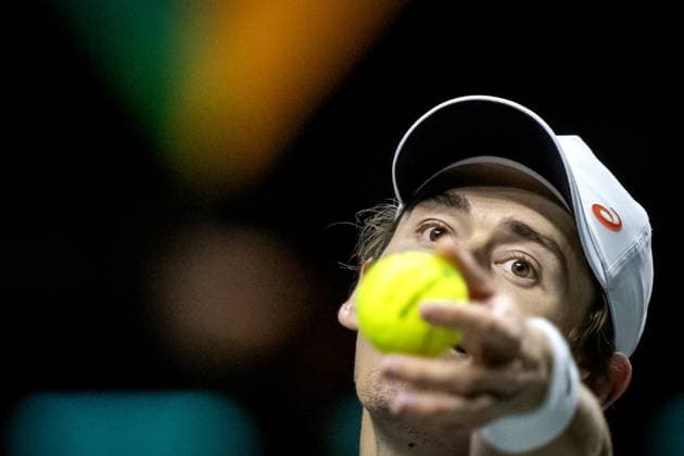 ROTTERDAM - Alex de Minaur (AUS) in action against Mattia Bellucci (ITA) on the sixth day of the ABN AMRO Open tennis tournament in Ahoy. ANP SANDER KING ABN AMRO Open - Day Six 2025 xVIxANPxSportx xxANPxIVx 519413984 originalFilename: 519413984.jpg