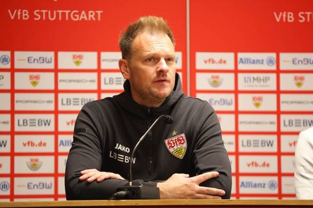 Aspach, 08 02 2025, WIRmachenDRUCK Arena, Soccer, Men, Season 2024 2025, 3 Liga, Matchday 23 , VfB Stuttgart II SG Dynamo Dresden , In the picture Coach Markus Fiedler, VfB Stuttgart II ,