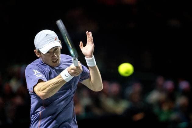 ROTTERDAM - Alex de Minaur (AUS) in action against Mattia Bellucci (ITA) on the sixth day of the ABN AMRO Open tennis tournament in Ahoy. ANP SANDER KING ABN AMRO Open - Day Six 2025 xVIxANPxSportx xxANPxIVx 519421737 originalFilename: 519421737.jpg