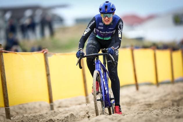 Dutch Lucinda Brand pictured in action during the women elite race of the Noordzeecross cyclocross cycling event in Middelkerke, the eighth and last race of the Superprestige competition on Saturday 08 February 2025. DAVIDxPINTENS  x111998785x