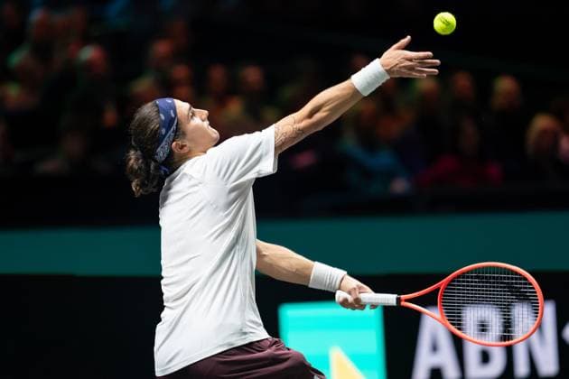 2025-02-08 ABN AMRO Open 2025 ROTTERDAM, NETHERLANDS - FEBRUARY 8: Mattia Bellucci of Italy competing in the Men s Singles during the ABN AMRO Open 2025 at Rotterdam Ahoy on February 8, 2025 in Rotterdam, Netherlands. Rotterdam Rotterdam Ahoy Netherlands Content not available for redistribution in The Netherlands directly or indirectly through any third parties. Copyright: xMarleenxFouchierx