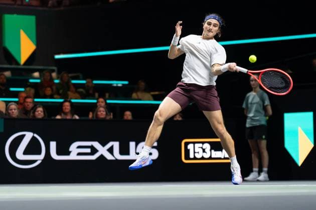 2025-02-08 ABN AMRO Open 2025 ROTTERDAM, NETHERLANDS - FEBRUARY 8: Mattia Bellucci of Italy competing in the Men s Singles during the ABN AMRO Open 2025 at Rotterdam Ahoy on February 8, 2025 in Rotterdam, Netherlands. Rotterdam Rotterdam Ahoy Netherlands Content not available for redistribution in The Netherlands directly or indirectly through any third parties. Copyright: xMarleenxFouchierx