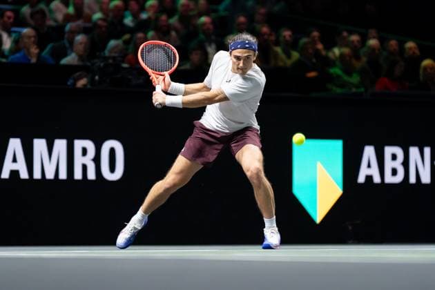 2025-02-08 ABN AMRO Open 2025 ROTTERDAM, NETHERLANDS - FEBRUARY 8: Mattia Bellucci of Italy competing in the Men s Singles during the ABN AMRO Open 2025 at Rotterdam Ahoy on February 8, 2025 in Rotterdam, Netherlands. Rotterdam Rotterdam Ahoy Netherlands Content not available for redistribution in The Netherlands directly or indirectly through any third parties. Copyright: xMarleenxFouchierx