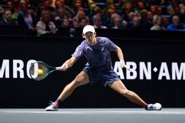 2025-02-08 ABN AMRO Open 2025 ROTTERDAM, NETHERLANDS - FEBRUARY 8: Alex de Minaur of Australia competing in the Men s Singles during the ABN AMRO Open 2025 at Rotterdam Ahoy on February 8, 2025 in Rotterdam, Netherlands. Rotterdam Rotterdam Ahoy Netherlands Content not available for redistribution in The Netherlands directly or indirectly through any third parties. Copyright: xMarleenxFouchierx