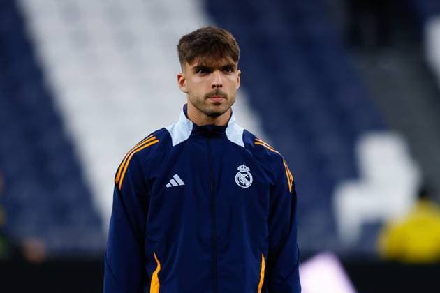 February 8, 2025, Madrid, Madrid, SPAIN: Raul Asencio of Real Madrid looks on during the Spanish League, LaLiga EA Sports, football match played between Real Madrid and Atletico de Madrid at Santiago Bernabeu stadium on February 8, 2025, in Madrid, Spain. Madrid SPAIN - ZUMAa181 20250208_zaa_a181_158 Copyright: xDennisxAgyemanx