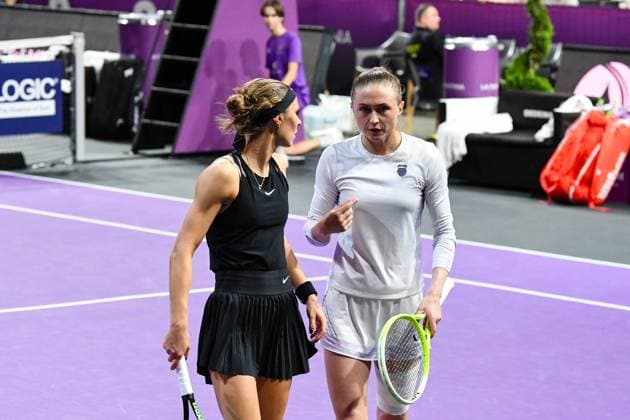 Transylvania Open 2025 - WTA, Tennis Damen 250 Tournament - Day 6 - Semi-finals Katarzyna Piter and Aliaksandra Sasnovich compete during the semi-finals of the Transylvania Open 2025, a WTA250 Tournament, at BT Arena in Cluj-Napoca, Romania, on February 8, 2025 Cluj-Napoca Romania  Copyright: xFlaviuxBuboix originalFilename:buboi-notitle250208_npSP0.jpg