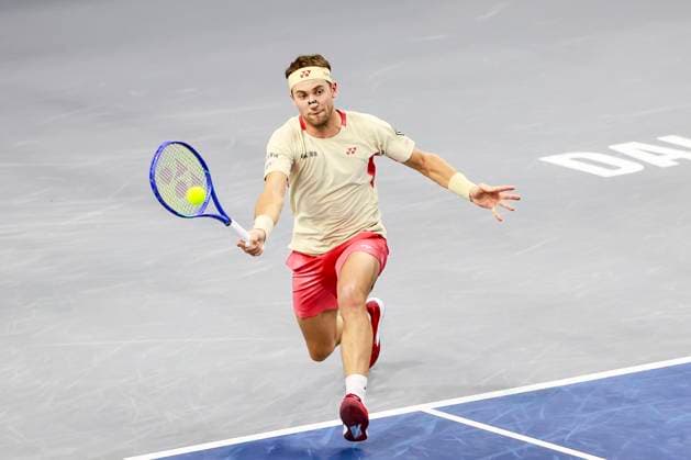 February 8, 2025, Frisco, Texas, USA: CASPER RUUD (NOR) in action against Jaume Munar (ESP) during the semifinals of the ATP, Tennis Herren Dallas Open at Ford Center at The Star. RUUD wins 2:6, 6:2, 7:6. Frisco USA - ZUMAf180 20250208_zsp_f180_003 Copyright: xMarkxFannx