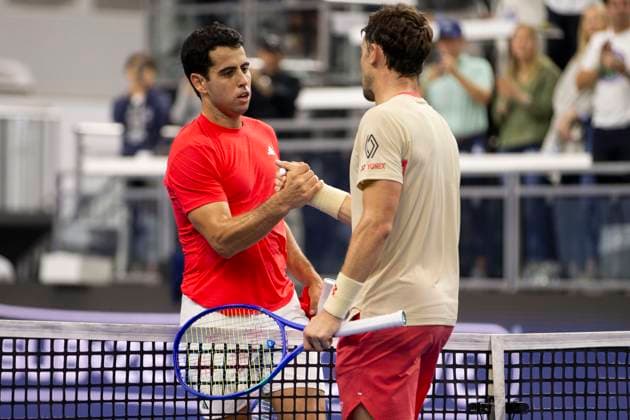 February 8, 2025, Frisco, Texas, USA: (Left to right) JAUME MUNAR (ESP) and CASPER RUUD (NOR) after a singles semifinal match against PLAYER NAME during day eight of the 2025 Dallas Open at the Star in Frisco, TX. CASPER RUUD (NOR) defeated JAUME MUNAR (ESP), 6:2, 2:6: 7:6. Frisco USA - ZUMAh193 20250208_zsp_h193_043 Copyright: xDanielxMcGregor-Huyerx