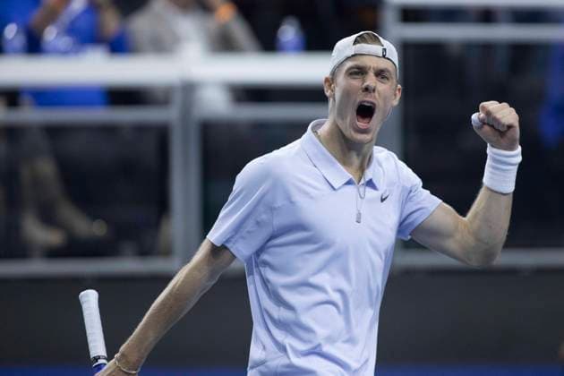 February 8, 2025, Frisco, Texas, USA: DENIS SHAPOVALOV (CAN) reacts in a singles semifinal match againstTOMMY PAUL (USA) during day eight of the 2025 Dallas Open at the Star in Frisco, TX. DENIS SHAPOVALOV (CAN) defeated TOMMY PAUL (USA), 7:5, 6:3. Frisco USA - ZUMAh193 20250208_zsp_h193_064 Copyright: xDanielxMcGregor-Huyerx