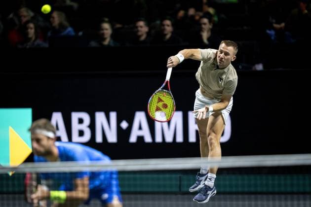 ROTTERDAM - Simone Bolelli (ITA) and Andrea Vavassori (ITA) in action against Sander Gille (BEL) and Jan Zielinski (POL) during the final doubles match on the seventh day of the ABN AMRO Open tennis tournament in Ahoy. ANP SANDER KING ABN AMRO Open - Day Seven 2025 xVIxANPxSportx xxANPxIVx 519515838 originalFilename: 519515838.jpg