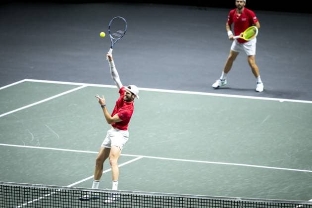 ROTTERDAM - Simone Bolelli (ITA) and Andrea Vavassori (ITA) in action against Sander Gille (BEL) and Jan Zielinski (POL) during the final doubles match on the seventh day of the ABN AMRO Open tennis tournament in Ahoy. ANP SANDER KING ABN AMRO Open - Day Seven 2025 xVIxANPxSportx xxANPxIVx 519515883 originalFilename: 519515883.jpg