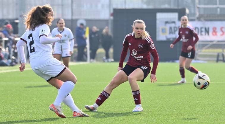 09 02 2025 Soccer Season 2024 2025 2 Women Soccer Bundesliga 14 Matchday 1 FC Nürnberg FCN Club Clubfrauen FC Ingolstadt 04 FCI Sportfoto Zink xwoxzix Mara Winter 2, FC Ingolstadt 04 FCI Anny Kerim Lindland 19, 1 FC Nürnberg FCN